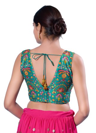 Rama Silk Blouse with Multi and Thread Work for Festival