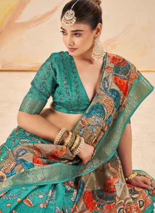 Rama Silk Print and Weaving Work Designer Sari