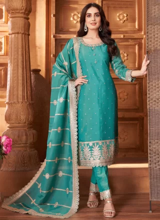 Rama Silk Zari Work Salwar Suit