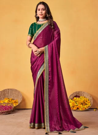 Rangoli Traditional Saree In Magenta and Purple