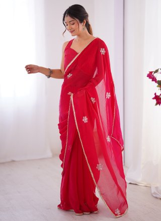 Rani and Red Fancy Fabric Traditional Saree