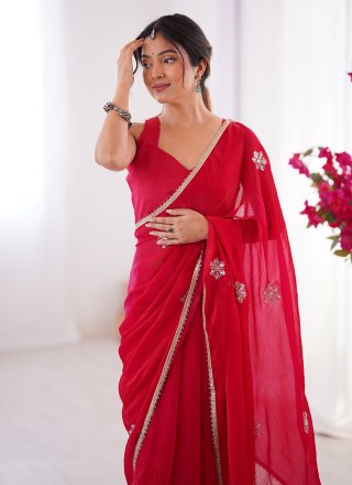 Rani and Red Fancy Fabric Traditional Saree