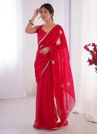 Rani and Red Fancy Fabric Traditional Saree