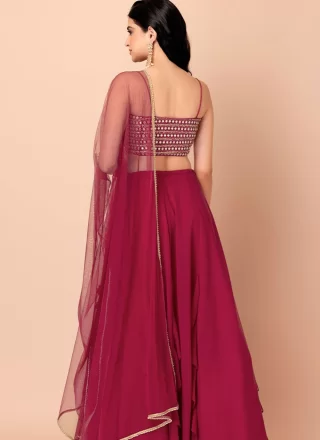 Rani and Red Georgette Lehenga Choli In Plain for Women