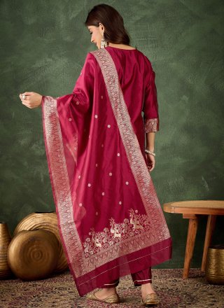 Rani and Red Silk Blend Jacquard Work Readymade Style for Festival