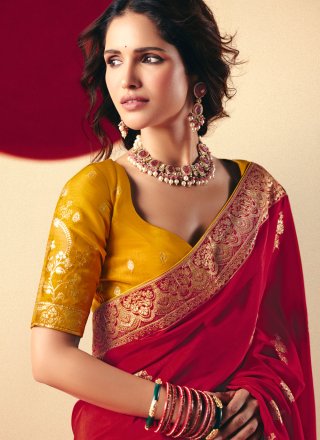 Rani and Red Viscose Designer Saree
