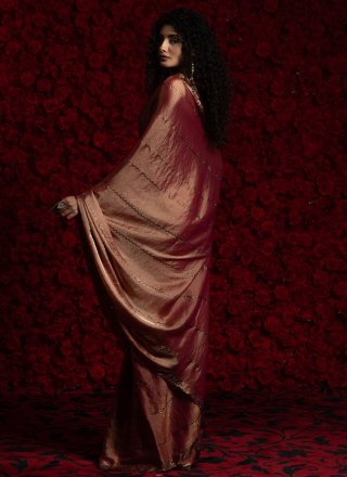Rani and Rust Satin Silk Zircon Work Designer Sari