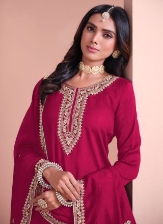 Rani Art Silk Embroidered and Zari Work Salwar Suit for Ceremonial