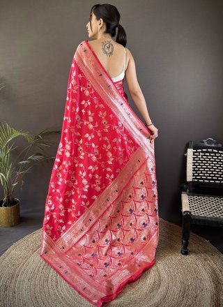 Rani Banarasi Silk Weaving and Zari Work Classic Sari for Ceremonial