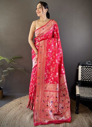 Rani Banarasi Silk Weaving and Zari Work Classic Sari for Ceremonial
