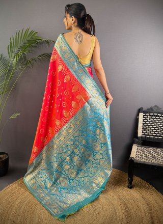 Rani Banarasi Silk Weaving Work Contemporary Sari