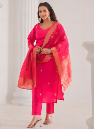 Rani Chanderi Embroidered Work Patiala Suit