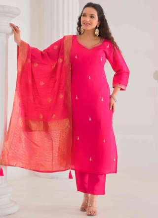 Rani Chanderi Embroidered Work Patiala Suit