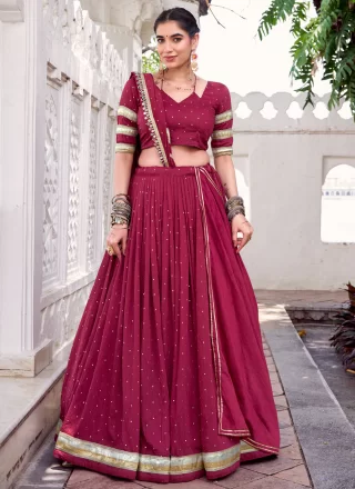 Rani Chanderi Lace and Zari Work Readymade Lehenga Choli for Ceremonial