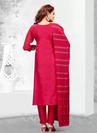 Rani Chanderi Silk Embroidered Work Salwar Suit for Ceremonial