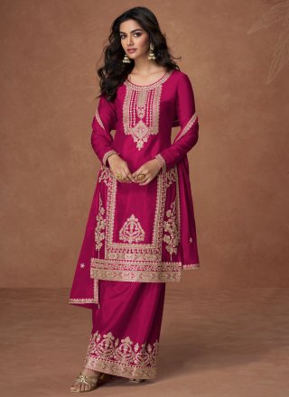 Rani Chinon Embroidered and Zari Work Readymade Salwar Suit