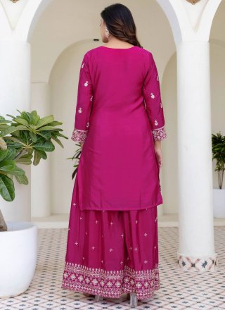 Rani Chinon Salwar Suit with Embroidered and Sequins Work