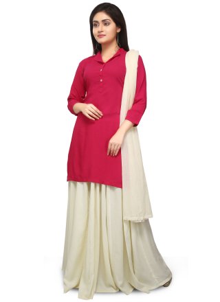 Rani Cotton Plain Work Palazzo Salwar Suit for Ceremonial