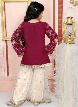 Rani Cotton Silk Readymade Salwar Suit with Embroidered and Zari Work