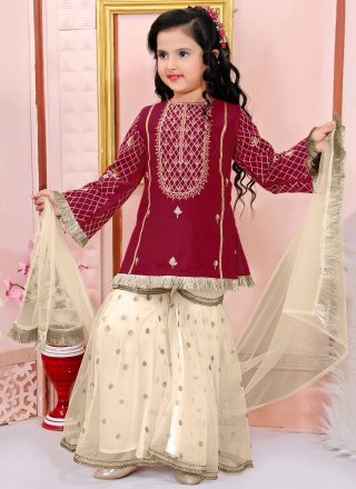 Rani Cotton Silk Readymade Salwar Suit with Embroidered and Zari Work