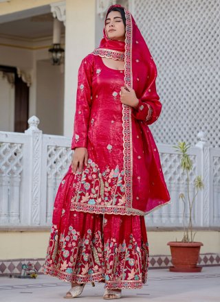Rani Crush Readymade Style with Embroidered and Sequins Work
