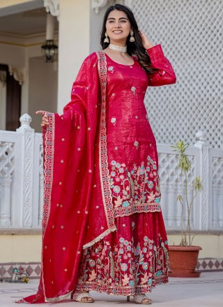 Rani Crush Readymade Style with Embroidered and Sequins Work