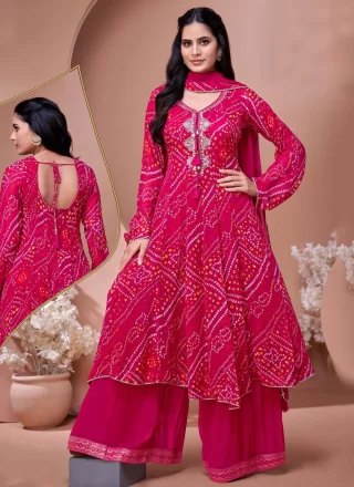 Rani Embroidered and Print Work Georgette Salwar Suit