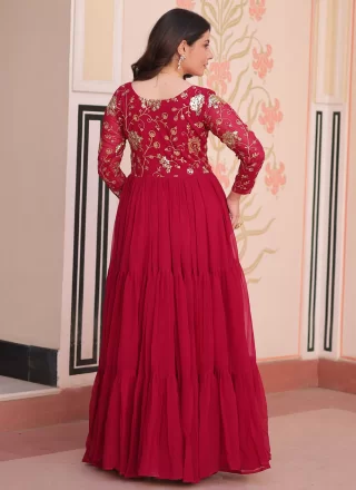 Rani Embroidered, Sequins and Zari Work Faux Georgette  Designer Gown