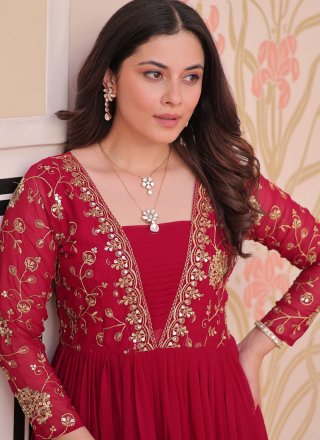 Rani Embroidered, Sequins and Zari Work Faux Georgette  Designer Gown