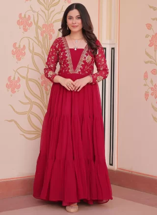 Rani Embroidered, Sequins and Zari Work Faux Georgette  Designer Gown