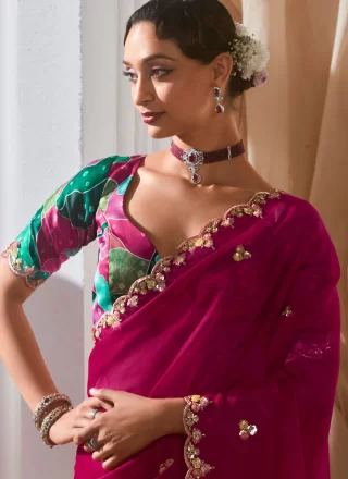 Rani Fancy Fabric Contemporary Saree