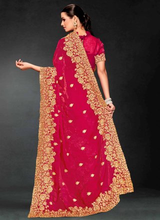 Rani Fandy Cut, Embroidered and Zari Work Classic Sari for Ceremonial