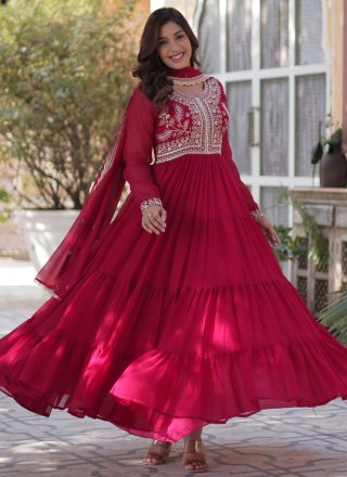 Rani Faux Georgette Gown with Embroidered Work