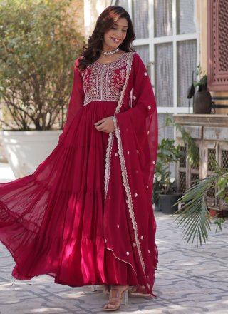 Rani Faux Georgette Gown with Embroidered Work