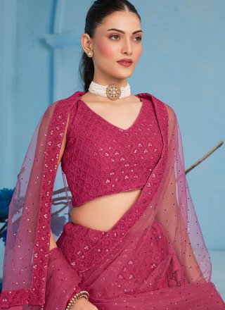 Rani Georgette A - Line Lehenga Choli with Embroidered, Sequins and Thread Work