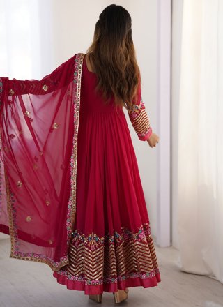 Rani Georgette Anarkali Suit with Embroidered, Multi, Sequins and Thread Work