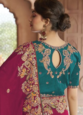 Rani Georgette Cord, Embroidered, Sequins, Stone and Thread Work Traditional Saree