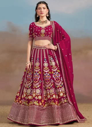 Rani Georgette Dori, Embroidered, Multi, Sequins, Thread and Zari Work Lehenga Choli