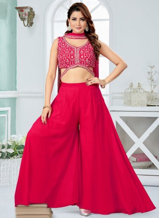 Rani Georgette Embroidered Work Palazzo Salwar Suit