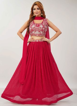 Rani Georgette Fancy Work Readymade Lehenga Choli for Ceremonial
