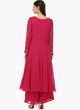 Rani Georgette Palazzo Salwar Suit with Embroidered Work