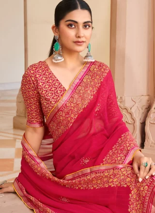 Rani Georgette Print Work Trendy Saree