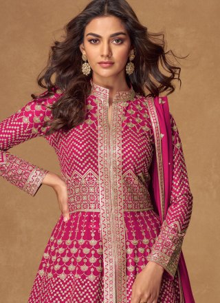 Rani Georgette Readymade Lehenga Choli with Embroidered and Zari Work