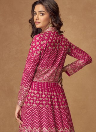 Rani Georgette Readymade Lehenga Choli with Embroidered and Zari Work