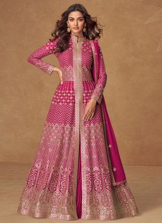 Rani Georgette Readymade Lehenga Choli with Embroidered and Zari Work