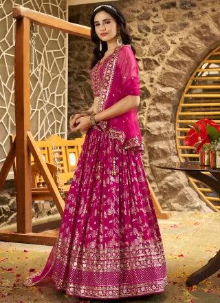 Rani Jacquard A - Line Lehenga Choli with Embroidered, Jacquard, Sequins and Zari Work for Ceremonial
