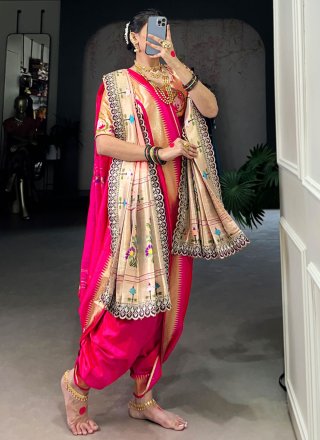 Rani Jacquard Silk Weaving and Zari Work Classic Sari