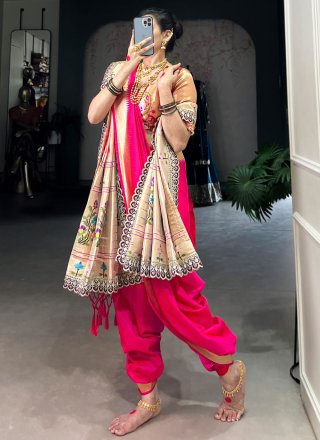Rani Jacquard Silk Weaving and Zari Work Classic Sari