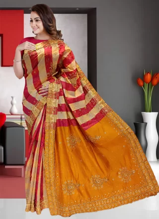 Rani Kanjivaram Silk Hand Work Classic Saree