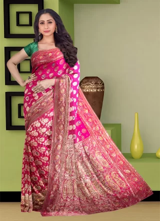 Rani Kanjivaram Silk Hand Work Contemporary Saree